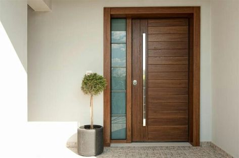 Modern Front Door Design Ideas 2022 | Wooden Doors Designs | Home Interior Design Ideas Trends Glass Window Design Modern Exterior, Main Door With Glass Design Entrance, Modern House Entrance Door, Modern Front Door Design, Front Door Design Ideas, Entry Door Designs, Door Design Ideas, Door And Window Design, House Main Door