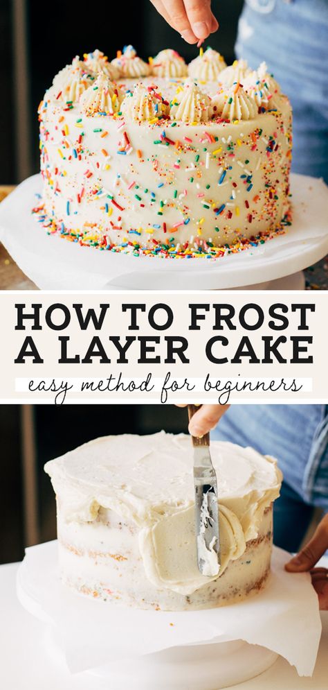 Essen, How To Make A Bakery Cake At Home, Easy Ways To Decorate A Cake, Home Made Cake Decorations Ideas, Simple Easter Cake, Frosting A Cake, Frost A Cake, Easy Layer Cake, Butternut Bakery