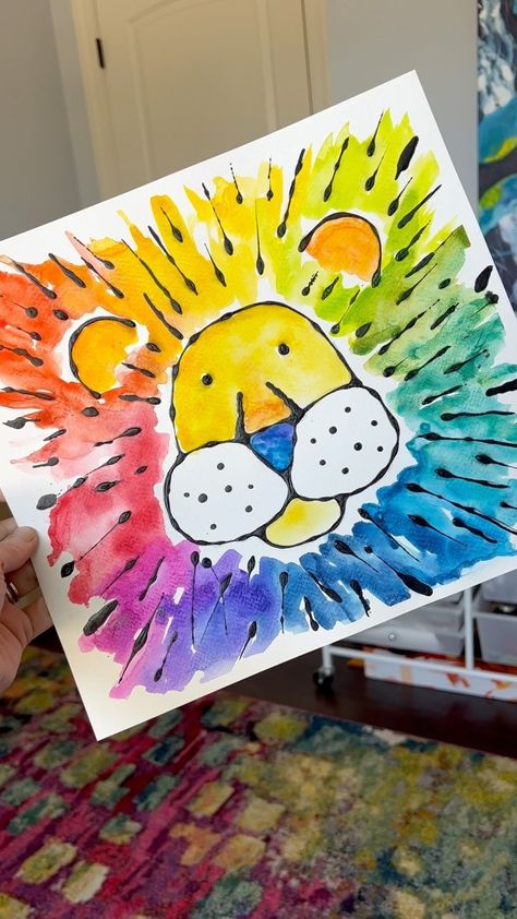 andrea.nelson.art on Instagram: I think my whole account is basically glue-based now 😂 #easyart #kidart #preschoolart #arttutorial #makesomething #easywatercolor… Kindergarten Class Art Projects, 1st Grade Watercolor Art, 1st Grade Painting Projects, Kindergarten Animal Art, Spring Art First Grade, Quick Kindergarten Art Projects, 1st Grade Art Ideas, Kindergarten Spring Art Projects, Art Club Elementary Ideas