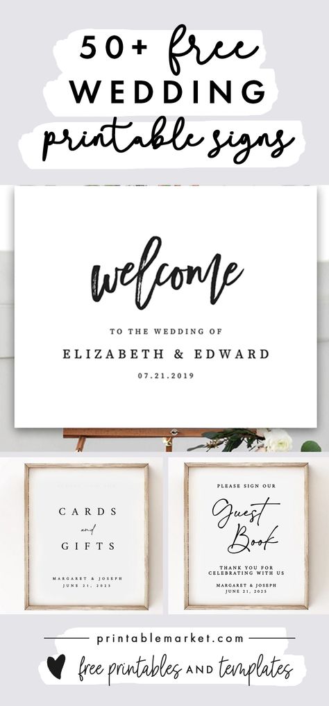 Wedding Signage Template, Bridal Shower Signage, Printable Signs Free, Free Printable Wedding Invitations, Free Wedding Templates, Cards Sign Wedding, Wedding Shower Signs, Wedding Gift Signs, Free Wedding Invitation Templates