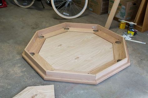 Playing surface cutout Poker Table Diy, Octagon Poker Table, Poker Table Plans, Outdoor Woodworking Plans, Woodworking Table Plans, Woodworking With Resin, Woodworking Desk Plans, Woodworking Software, Woodworking Table Saw