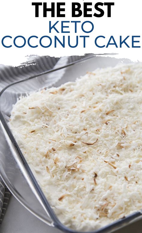 The Best Keto Coconut Cake: Creamy, Delicious & Homemade - Kasey Trenum Keto Coconut Cake, Coconut Flour Cakes, Keto Whipped Cream, Desserts Keto, Coconut Cake Recipe, Keto Cake, Keto Diet Menu, Keto Food, Text Overlay