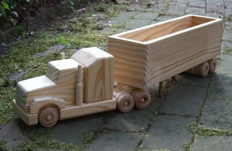 Wooden Toy Truck Wooden Toy Trucks, Wooden Toy Cars, Wood Toys Plans, Making Wooden Toys, Wooden Truck, Wooden Toys Plans, Boy Toy, Woodworking Toys, Wooden Car