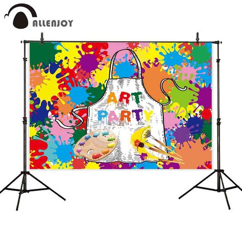 ART PARTY BACKDROP IDEA Art Party Backdrop, Background Photobooth, Photo Studio Backdrop, Baby Shower Photography, Colorful Birthday Party, Birthday Party Background, Colorful Birthday, Birthday Photography, Studio Backdrops