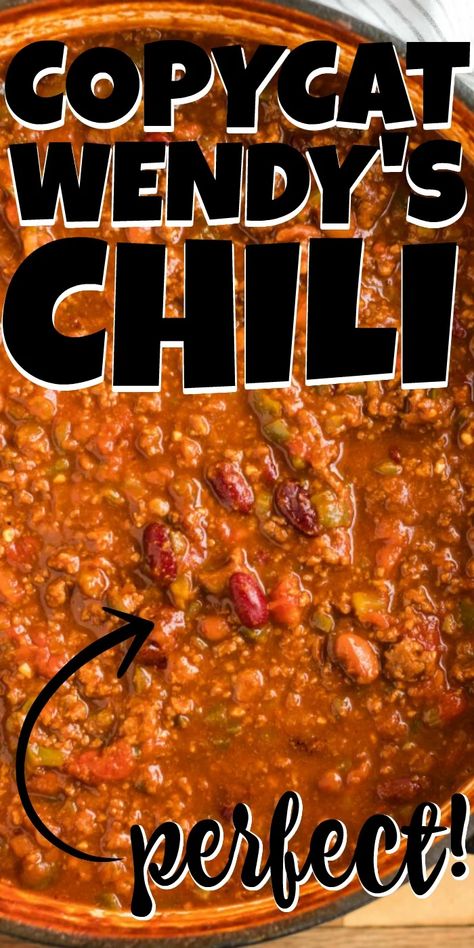 Wendy's Chili Recipe, Wendy's Chili, Wendys Chili Recipe, Bowl Of Chili, Homemade Chili Recipe, Best Chili Recipe, Chili Recipe Crockpot, Crockpot Chili, Chili Soup