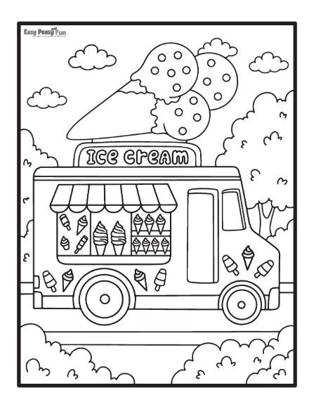 Ice Cream Truck Coloring Page Ice Cream Truck Printable, Ice Cream Truck Craft Preschool, Coloring Ice Cream, Ice Cream Coloring Page Free Printable, Food Coloring Page, Printable Ice Cream, Airplane Coloring Pages, Ice Cream Coloring Pages, Printable Flower Coloring Pages