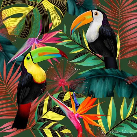 Costa Rica Art, Toucan Art, Jungle Birds, Tropical Painting, Illustrator Drawing, Jungle Art, Classroom Art Projects, African Art Paintings, Intuitive Art