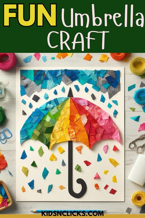 Simple Umbrella Craft Ideas for Toddlers and Preschoolers - Fun Paper Craft Projects Kids Umbrella Craft, Umbrella Crafts, Craft Ideas For Toddlers, Craft Ideas For Preschoolers, Umbrella Coloring Page, Umbrella Drawing, Umbrella Craft, Ideas For Preschoolers, Umbrella Cards