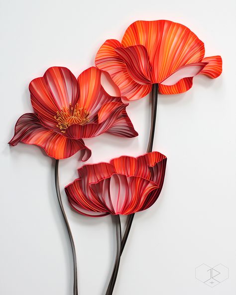 Quilling 3d Flowers, Quilling Flowers 3d, Quilled Poppies, Paper Quilling Poppies, Quilling Wildflowers, Arte Quilling, Desain Quilling, Paper Quilling For Beginners, Paper Quilling Flowers