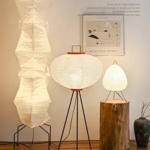 Akari 10A Floor Lamp Japanese paper floor lamp white minimalist led desktop decorative lamp villa art room corner studio lamp - AliExpress Modern Wabi Sabi, Paper Floor Lamp, Paper Lampshade, Japanese Rice, Lantern Lamp, Gifu, Beautiful Chandelier, Room Lamp, Led Floor Lamp