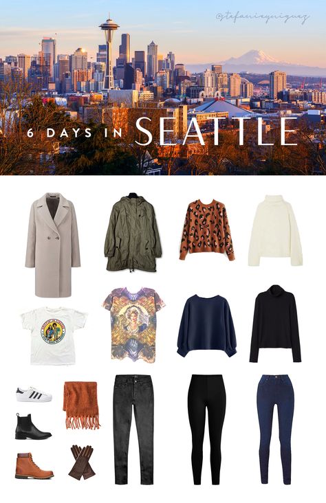 Seattle Capsule Wardrobe, Seattle Packing List Spring, Packing For Seattle In September, Seattle Weekend Trip Outfits, Seattle Outfits Winter Rainy Days, Seattle Weekend Trip, Seattle One Day Itinerary, Seattle Winter, Seattle Travel