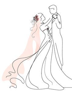 Bride And Groom Silhouette, Couple Clipart, Wedding Drawing, Wedding Silhouette, Magnolia Flowers, Wedding Illustration, Pure Happiness, Pola Sulam, Wedding Clipart