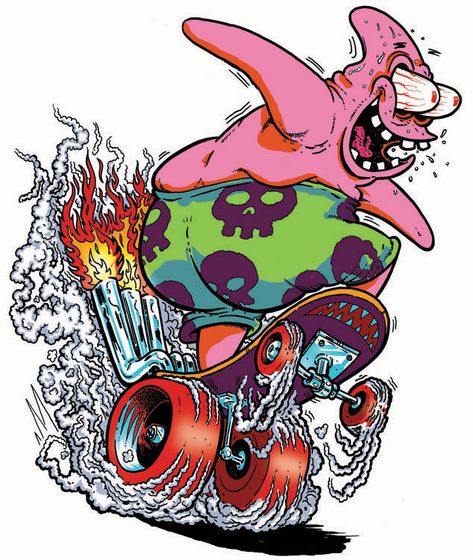 SPONGEBOB Hot Rod: PATRICK by yourpalSmitty Ed Roth Art, Spongebob Drawings, Arte Punk, Cartoon Monsters, Mandala Tattoo Design, Cartoon Sketches, Cartoon Tattoos, Graffiti Drawing, Monster Art