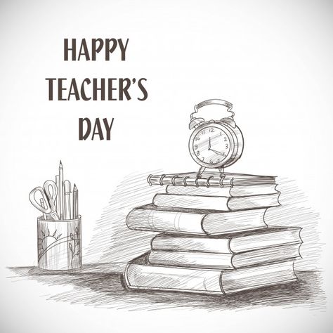 Teachers Day Drawing, Happy Teachers Day Card, Teachers Day Poster, Teachers Day Greetings, World Teacher Day, Sketch Background, Teachers Day Card, Zestaw Ikon, Happy Teachers Day