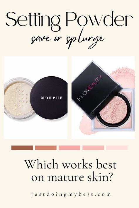 Finding the perfect setting powder for mature skin can be difficult, so I've rounded up a few of my favorites for you. 

#makeup #makeupsaveorsplurge #makeupsavesplurge #makeupformatureskin #beauty #beautyformatureskin Make Up For Ever Setting Powder, Pink Setting Powder Makeup, Best Compact Powder For Dry Skin, Difference Between Loose Powder And Setting Powder, Best Compact Powder, Setting Powder Airspun, Under Eye Setting Powder, Best Powder, Makeup Setting Powder