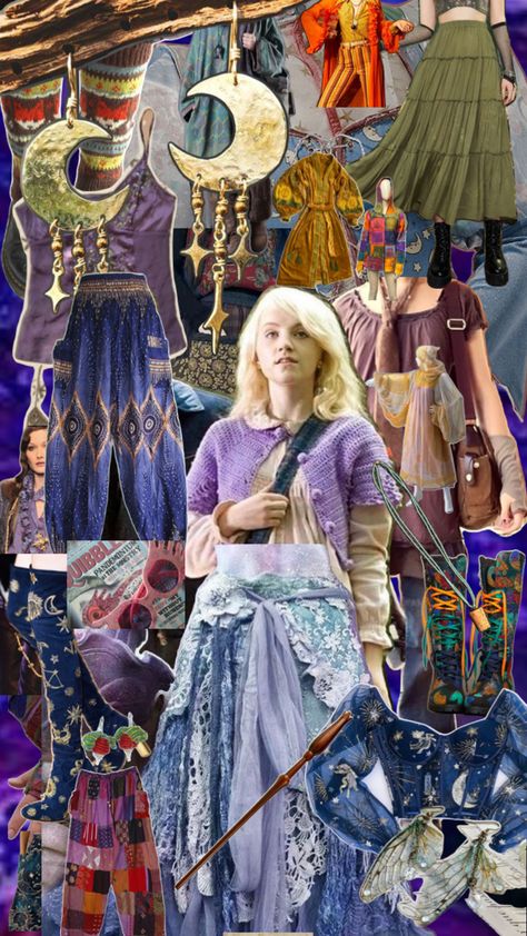 Luna lovegood aesthetic Luna Lovegood Clothes, Luna Lovegood Style, Luna Lovegood Outfits, Luna Lovegood Cosplay, Luna Costume, Luna Lovegood Costume, Lovegood Aesthetic, Luna Lovegood Aesthetic, Harry Potter Luna Lovegood