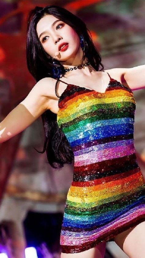 Rainbow Peekaboo, Joy Kpop, Kpop Outfit Ideas, Joy Red Velvet, Rainbow Dress, Kpop Outfits, Red Velvet, Dress To Impress, Outfit Ideas