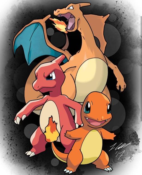 Charmander, Charmeleon & Charizard, Pokemon Pokemon Art Charizard, Charmander Evolution Art, Charmander Evolution Tattoo, Pokemon Charizard Drawing, Pokemon Charizard Wallpaper, Pokemon Charizard Art, Charmander Painting, Charizard Drawing, Charmander Drawing