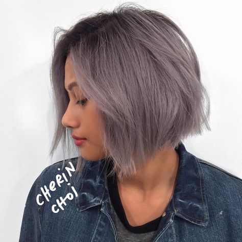 “Grey hair bleached out from Filipino black hair. Root left in for depth and easy grow out and low maintenance Haircolor. It's one long day but I think…” Ash Purple Highlights, Hair Color Correction, Purple Grey Hair, Color Correction Hair, Hair Color Highlights, Yellow Hair, Bleached Hair, Roots Hair, Grow Out