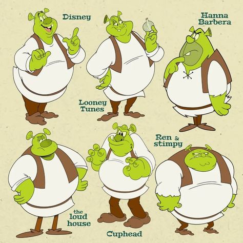 Soy Rich y ya. | Now it's Shrek's turn in different cartoon styles. . . . . . #shrek #mashup #artstyle #fanart #shrekfanart #dreamworks #dreamworksanimation… | Instagram Shrek Illustration, Shrek Fanart, Different Cartoon Styles, Shrek Art, Sapo Kermit, 2000s Cartoons, Tutorial Drawing, Retro Disney, Different Art Styles