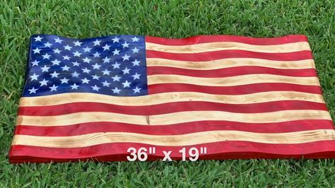 Flag Diy Projects, Wooden Flags Diy, Wood American Flag Diy, Wood Flag Diy, Fouth Of July Crafts, American Flag Diy, Waving American Flag, American Flag Crafts, Diy Flag