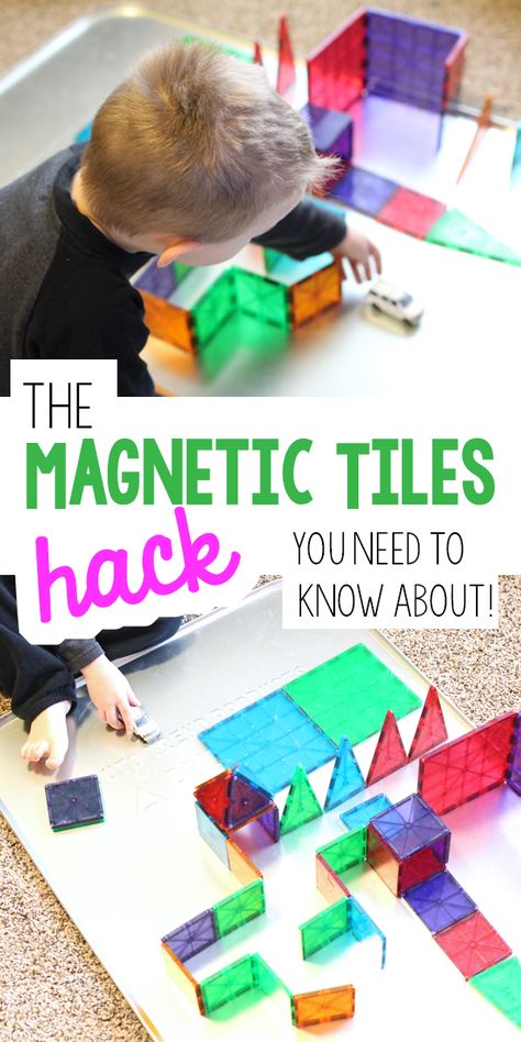 Magnetic Tiles Hack! - Munchkins and Moms Math For Preschool, Tile Hacks, Blocks Preschool, Magna Tiles, Magnetic Toys, Magnetic Tiles, Tot School, Play Based, Homeschool Ideas