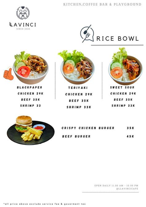 Logo Rice, Crispy Chicken Burgers, Rice Box, Diy Bowl, Food Menu Design, Beef Burger, Food Business, Poke Bowl, Food Places