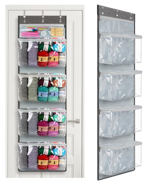 PRICES MAY VARY. Upgrade Yarn Storage Bag: The yarn storage organizer bag with 5 Separate Shelf, 4 yarn storage compartment and a pocket for storing crochet hooks, each compartment has a zipper, but the old hanging yarn organizer bag with 5 compartments has only one zipper. If you want a yarn from the bottom, the yarn organizers and storage is more convenient than the old one. Large Capacity Yarn Storage Containers: Knitting storage organizer cabinet size is 53.54×15.75×4.72in, which can hold la Gift Bag Organization Storage, Yarn Organization Small Spaces, Crochet Storage Ideas, Yarn Storage Ideas Small Spaces, Crochet Yarn Storage, Crochet Organization, Yarn Storage Ideas, Yarn Organizer, Knitting Organization