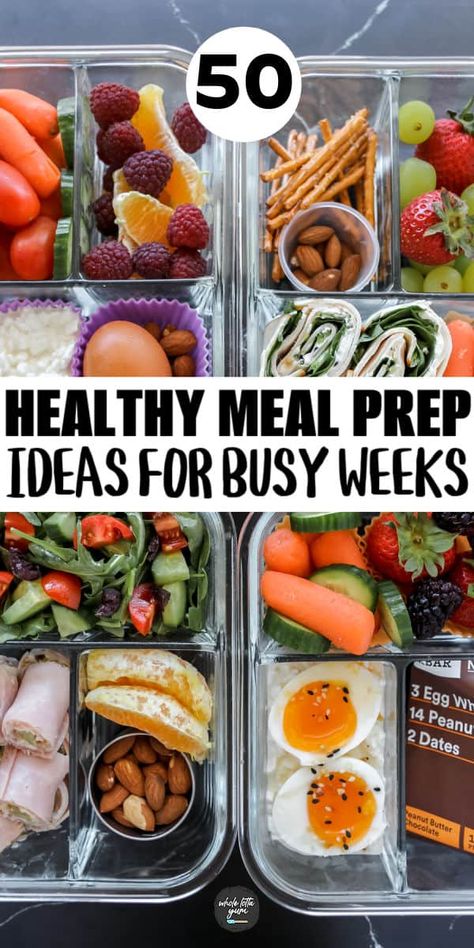 50 Easy Lunch Meal Prep Ideas for the Week - Whole Lotta Yum Easy Lunch Meal Prep, Lunch Meal Prep Ideas, Whole Lotta Yum, Burrito Bowl Meal Prep, Meal Prep Lunches, Healthy Meal Prep Ideas, Health Meal Prep, Easy Meal Prep Lunches, Quick Healthy Lunch