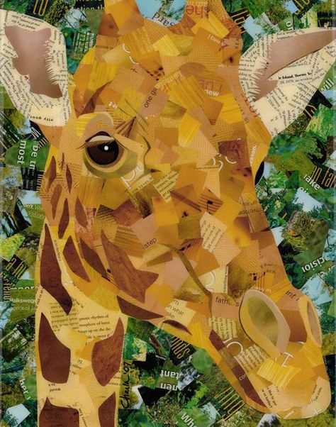 Giraffe Collage, Collage Animals, Paper Mosaics, Art Club Projects, Noah's Arc, Elements Art, Collage Art Projects, Paper Collage Art, Magazine Collage