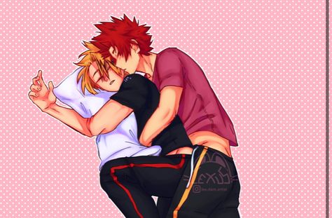 Kirishima X Denki Kiss, Kirishima X Kaminari, Bakugou X Kirishima X Kaminari, Kirishima X Y/n Fanart, Kaminari Bakugou Kirishima, Kirikami Bnha Comic, Cute Kirishima Fanart, Human Pikachu, Mha Ships