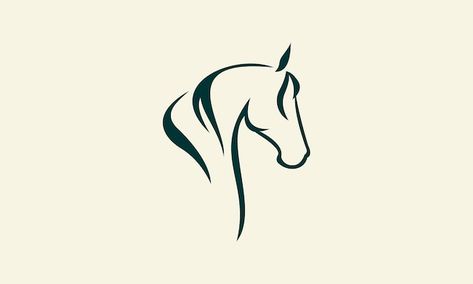 Vector line art horse head logo | Premium Vector #Freepik #vector #wildlife-logo #animal-logo #silhouette-logo #animal-art Horse Tattoo Design Simple, Abstract Animal Drawing, Horse Head Line Art, Horse Head Tattoo Simple, Abstract Horse Tattoo, One Line Horse Tattoo, Horse Silhouette Tattoo, Horse Line Tattoo, Horse Logo Inspiration