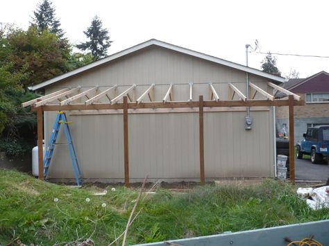 Lean to carport build - The Garage Journal Board Lean To Carport, Pergola Cost, Building A Carport, Diy Carport, Curved Pergola, Rustic Pergola, Lean To Roof, Carport Plans, Lean To Shed Plans