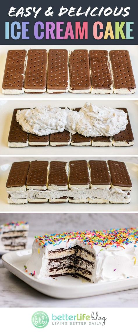 Party Subs, Easy Ice Cream Sandwich Cake, Sandwich Platters, Easy Ice Cream Sandwiches, Cream Sandwich Cake, Homemade Ice Cream Cake, Cream Cake Recipe, Ice Cream Sandwich Cake, Ice Cream Cake Recipe