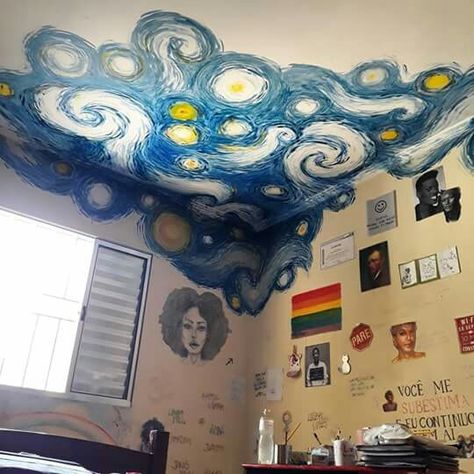 فنسنت فان جوخ, Arte Van Gogh, Room Deco, Cute Bedroom Decor, Room Design Bedroom, Dream Room Inspiration, Room Makeover Inspiration, Mural Wall Art, Cute Room Decor