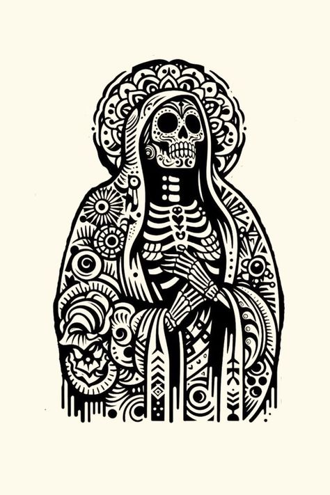 Mexican Symbols Tattoo, Mexican Traditional Tattoo, Santa Muerte Tattoo, Mexican Skull Tattoos, Mexican Graphic Design, Mexican Tattoo, Catrina Tattoo, Mexican Art Tattoos, Tattoos Meaning