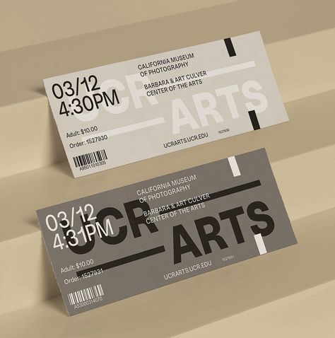 UCR ARTS on Behance Ticket Aesthetic, Museum Ticket, Graphic Design Inspiration Typography, Instagram Museum, Desain Merek, Voucher Design, Museum Tickets, Desain Editorial, Ticket Design