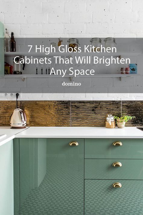 glossy green kitchen cabinets Gloss Green Kitchen, High Gloss Painted Kitchen Cabinets, High Gloss Acrylic Kitchen Cabinets, High Gloss Green Cabinets, Green Acrylic Kitchen Cabinets, Glossy Green Kitchen Cabinets, Lacquered Cabinets Kitchen, Glossy Laminate Kitchen Cabinets, Glossy Finish Kitchen Cabinets