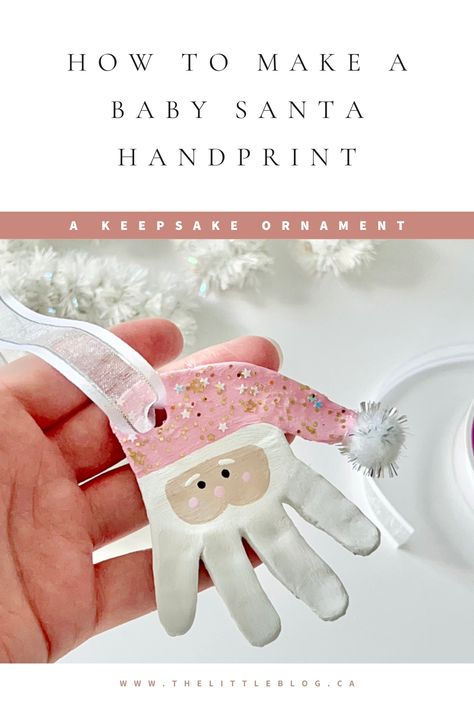 Baby Keepsake Crafts, Santa Handprint Ornament, Santa Handprint, Christmas Ornaments Diy Kids, Baby Christmas Crafts, Ornaments Diy Kids, Baby Crafts Diy, Baby Santa, Handprint Gifts