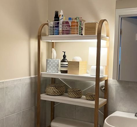 Bathroom Storage Over Toilet, Windowless Bathroom, Small Space Storage Solutions, Over Toilet Storage, Shelves Over Toilet, Bathroom Shelves Over Toilet, Over The Toilet Cabinet, Toilet Shelves, Over The Toilet