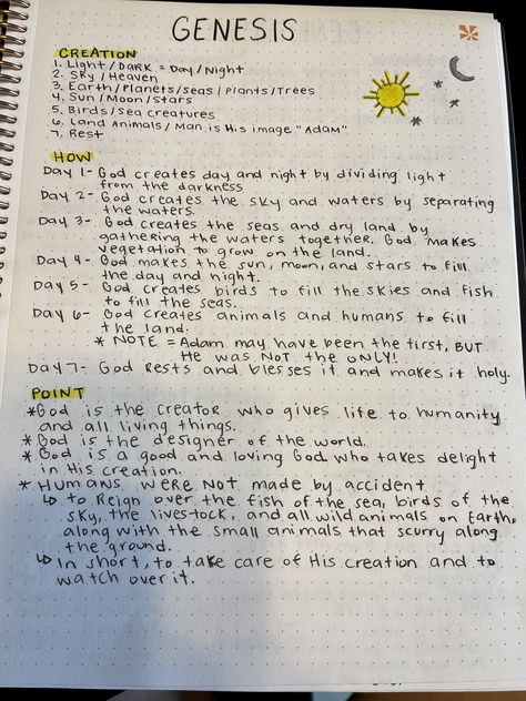 Genesis Bible Study Guide, Genesis Bible Study Notes Kjv, Bible Notes Ideas Genesis, Bible Notes Notebooks, Genesis 1 1 Art Journaling, Genesis 6 Bible Study, Bible Verse Genesis 1:1, Bible Notes Ideas Notebooks Genesis, Bible Genesis Notes