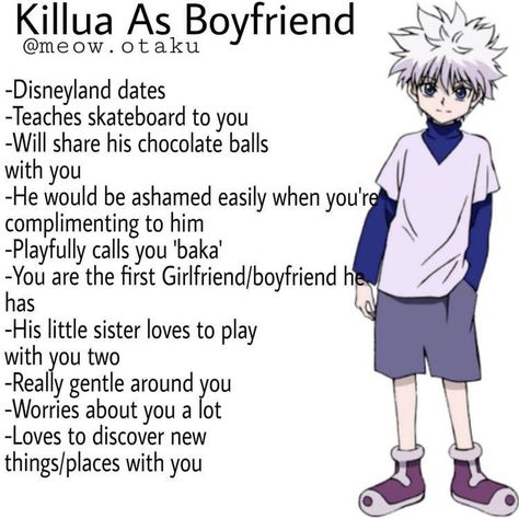 Killua Girlfriend, Kurapika Headcannons, Hunter X Hunter X Yn, Hxh As Boyfriend, Mha Characters As Boyfriends, Killua X Yn, Anime Headcannons, Crafts Diy Easy, Otaku Problems