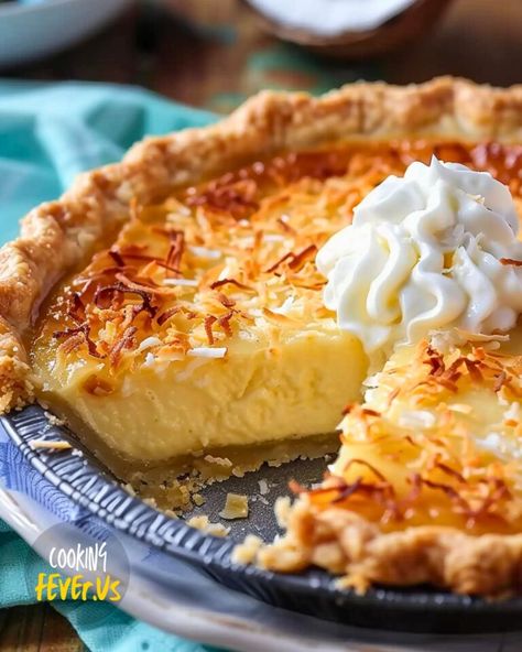 Easy Coconut Custard Pie Old Fashioned Coconut Custard Pie Recipe, Easy Coconut Custard Pie Recipe, Best Coconut Custard Pie Recipe, Custard Pie Recipe Easy, Rhubarb Bars Recipes, Coconut Pie Recipe, Custard Pie Recipe, Baking Recipes Pie, Cooking Fever