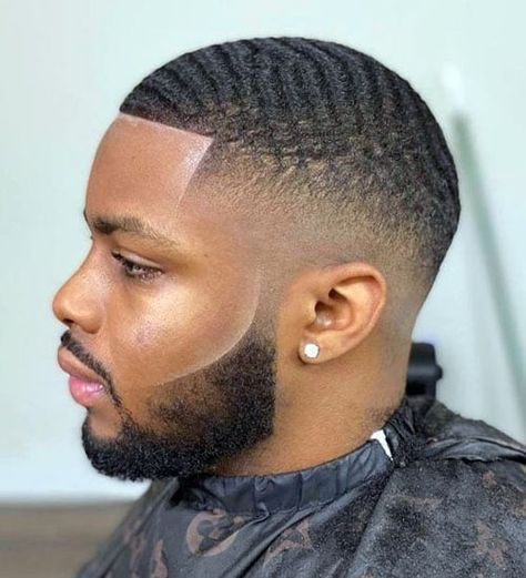 Faded Waves Haircut, Black Man Waves Haircut, Hair Fades For Men Black, Wave Mens Hair, Black Men Hairstyles Fade Waves, Wave Fade Haircut, Black Mens Hairstyles Fade Short, Waves Fade Black Men, Mid Fade With Waves