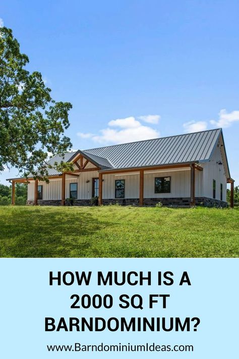 A 2,000 sq ft living area could cost $200,000 to $260,000 to build. We have found most people end up with higher end finishes in their barndominium thus the higher price per square foot. Cheapest Way To Build A House Floor Plans, Cheap Barndominium Floor Plans, Barndominium 3000 Sq Ft, Cheapest Barndominium, Barndominium Under 200k, Build A Barndominium On A Budget, How To Decorate A Barndominium, Barndominium Building Costs, How Much Does It Cost To Build A Barndominium