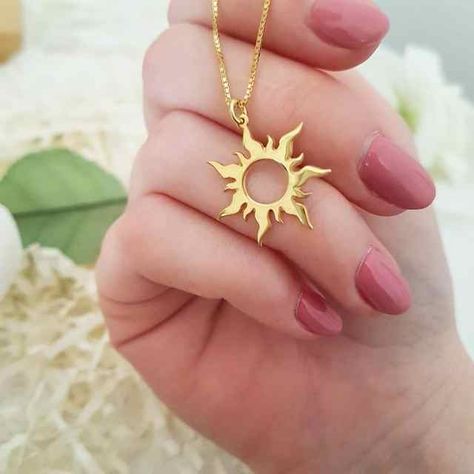 Rapunzel Sun, Sunburst Necklace, Necklace Drawing, Sunshine Necklace, Gold Sunburst, Sun Necklace, Sun Pendant, Gold Pendant Jewelry, Buy Necklace