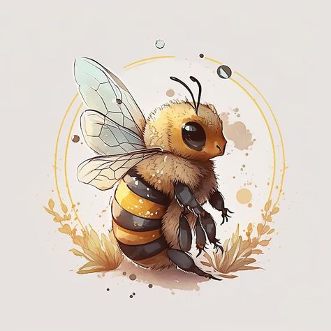 Premium Photo | Cute bee kawaii Bumble Bee Drawing Cute, Bee Fantasy Art, Bee Astethic, Bee Character Design, Cute Bee Drawing, Cute Bee Art, Bees Aesthetic, Bumblebee Drawing, Honey Bee Drawing