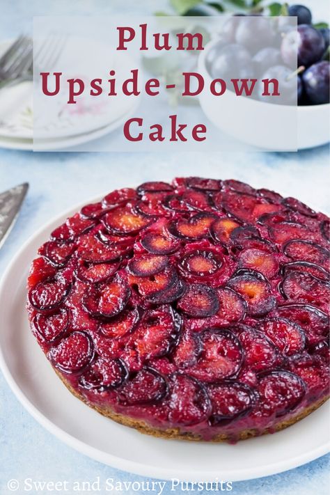 Plum Upside Down Cake Martha Stewart, Plum Torte Recipe, Easy Plumb Recipes, Chocolate Upside Down Cake Recipes, Plum Desert Ideas, Cherry Plums Recipes, Bundt Cake With Fruit, Plum Pound Cake, Plum Pudding Cake Recipe