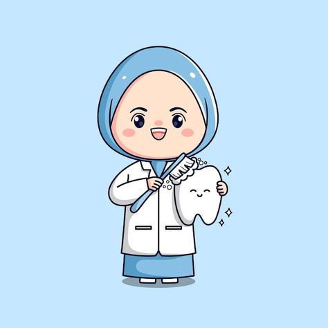 Dentist Profile, Dentist Cartoon, Teeth Doctor, Dokter Gigi, Doctor Stickers, Kedokteran Gigi, Cute Tooth, Islamic Wallpaper Iphone, Hijab Cartoon