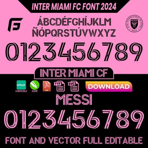 Inter Miami font jersey 2024 VECTOR pdf, ttf, cdr, svg Miami Font, Font Jersey, Inter Miami, Digital Paper, Printed Items, Miami, Cricut, United States, Digital Prints